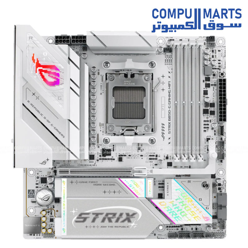 ASUS ROG STRIX B850-G GAMING WIFI Motherboard – AM5 – DDR5 8000+ OC – PCIe 5.0 – Quad M.2 – WiFi 7 – 2.5Gb LAN – USB 20Gbps – micro-ATX – Aura Sync - Image 2