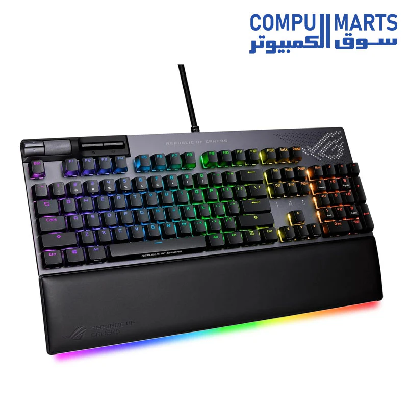 ASUS ROG Strix Flare II Animate 100% RGB Gaming Keyboard - Hot-swappable, ROG NX Brown Tactile Switches, Customizable LED Display, PBT Keycaps, Acoustic Dampening Foam, Media Controls, Wrist Rest - Image 2