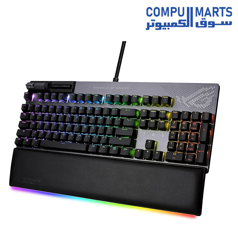 ASUS ROG Strix Flare II Animate 100% RGB Gaming Keyboard - Hot-swappable, ROG NX Brown Tactile Switches, Customizable LED Display, PBT Keycaps, Acoustic Dampening Foam, Media Controls, Wrist Rest - Image 3