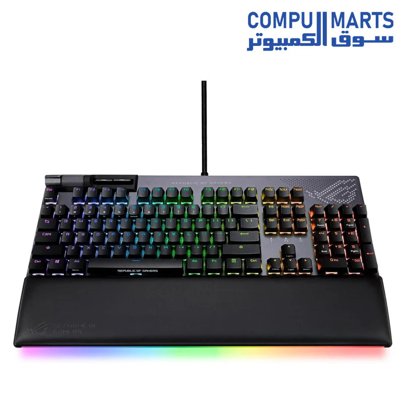 ASUS ROG Strix Flare II Animate 100% RGB Gaming Keyboard - Hot-swappable, ROG NX Brown Tactile Switches, Customizable LED Display, PBT Keycaps, Acoustic Dampening Foam, Media Controls, Wrist Rest - Image 4