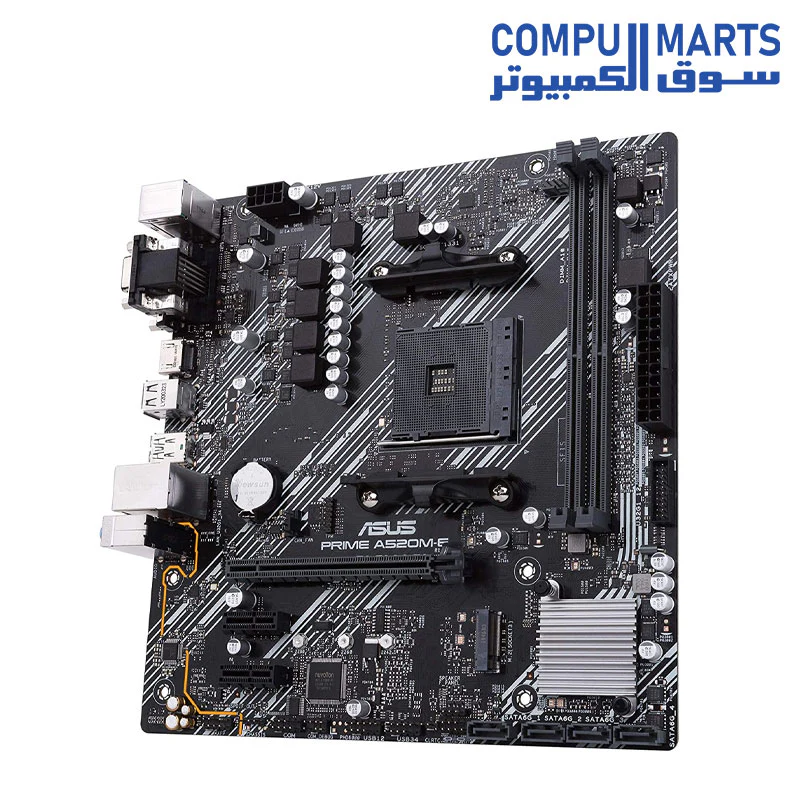 Asus Prime A520M-E AMD A520 (Ryzen AM4) Micro ATX Motherboard with M.2 Support, 1 Gb Ethernet, HDMI/DVI/D-Sub, SATA 6 Gbps, USB 3.2 Gen 2 Type-A - Image 4