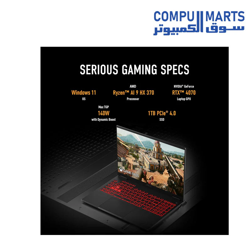 ASUS TUF Gaming A16 (2024) FA608WI-AB96AMD Ryzen AI 9 HX 370, NVIDIA GeForce RTX 4070, 32GB LPDDR5X, 1TB SSD, Wi-Fi 6E, Windows 11 - Image 5