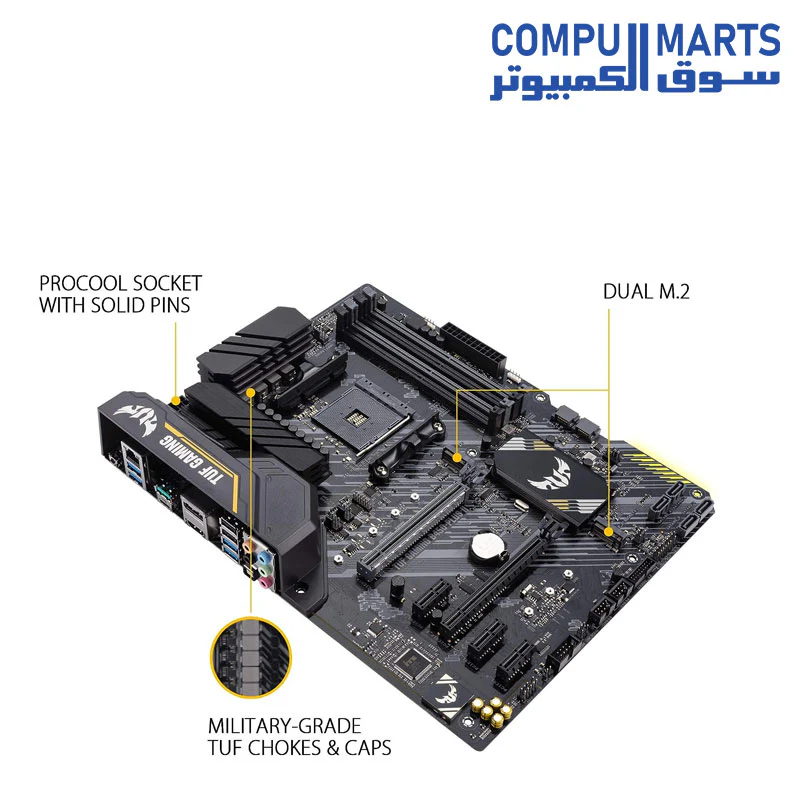 ASUS TUF Gaming B450-PLUS II AMD Ryzen 5000 AM4 ATX DDR4 HDMI USB 3.2 Gen Motherboard - Image 3