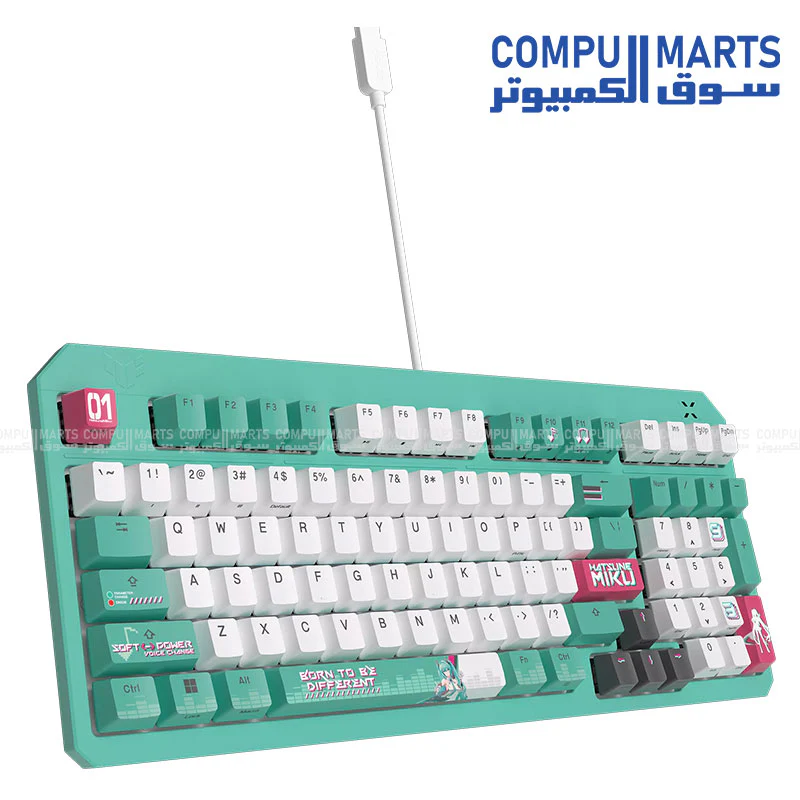 ASUS TUF GAMING RA07 TUF K3 GEN II keyboard with compact 97-key layout, optical-mechanical RGB switches, silicone-gasket mount, dampening foam, IP57 waterproofing, a detachable top plate, and Aura Sync compatibility. - Image 3