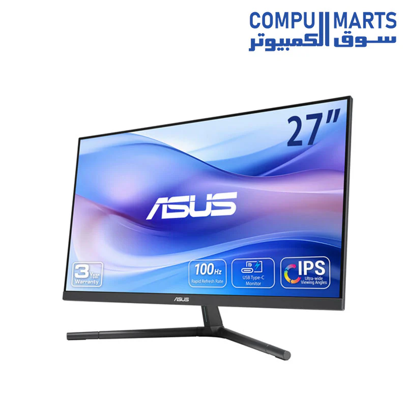 ASUS VU279CFE-B 27in Eye Care Gaming Monitor1920 x 1080 at 100 Hz 5ms GTG Adaptive-Sync 1x HDMI 1.4 1x 3.5mm 1x USB-C - Image 3