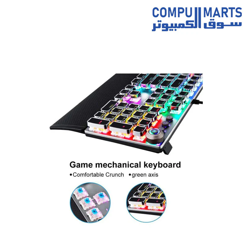 Keyboard  AULA F2088 Gaming Black Switch USB Wired Keyboard, Mechanical Keyboard, Ergonomic Design, Light Keyboard Desktop( SILVER and Black - PINK - WHITE  -Grey and White - WHITE and Dark blue - ORANGE and Black ) - Image 3