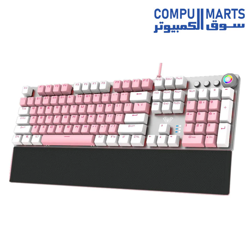 Keyboard  AULA F2088 Gaming Black Switch USB Wired Keyboard, Mechanical Keyboard, Ergonomic Design, Light Keyboard Desktop( SILVER and Black - PINK - WHITE  -Grey and White - WHITE and Dark blue - ORANGE and Black ) - Image 4