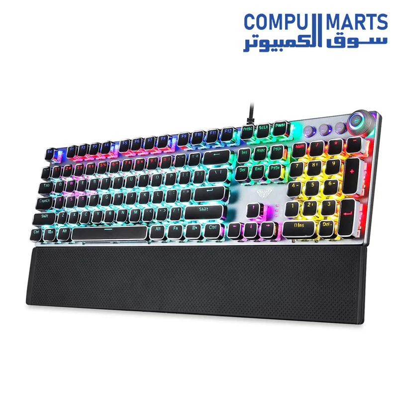 Keyboard  AULA F2088 Gaming Black Switch USB Wired Keyboard, Mechanical Keyboard, Ergonomic Design, Light Keyboard Desktop( SILVER and Black - PINK - WHITE  -Grey and White - WHITE and Dark blue - ORANGE and Black ) - Image 5