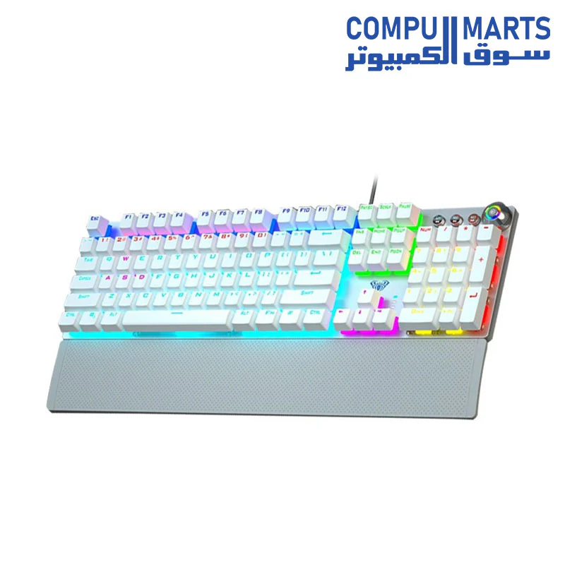 Keyboard  AULA F2088 Gaming Black Switch USB Wired Keyboard, Mechanical Keyboard, Ergonomic Design, Light Keyboard Desktop( SILVER and Black - PINK - WHITE  -Grey and White - WHITE and Dark blue - ORANGE and Black ) - Image 6