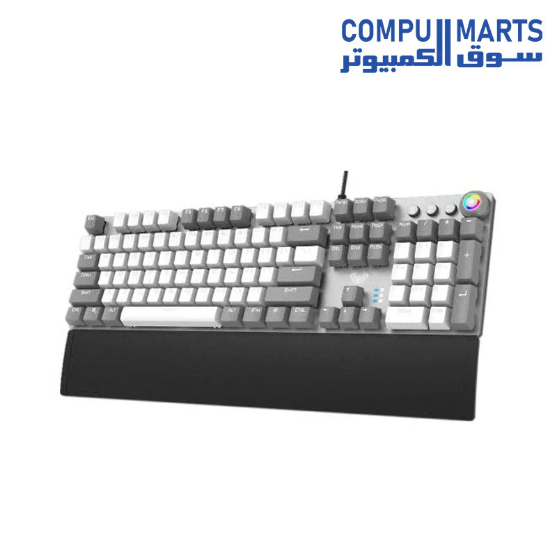 Keyboard  AULA F2088 Gaming Black Switch USB Wired Keyboard, Mechanical Keyboard, Ergonomic Design, Light Keyboard Desktop( SILVER and Black - PINK - WHITE  -Grey and White - WHITE and Dark blue - ORANGE and Black ) - Image 7