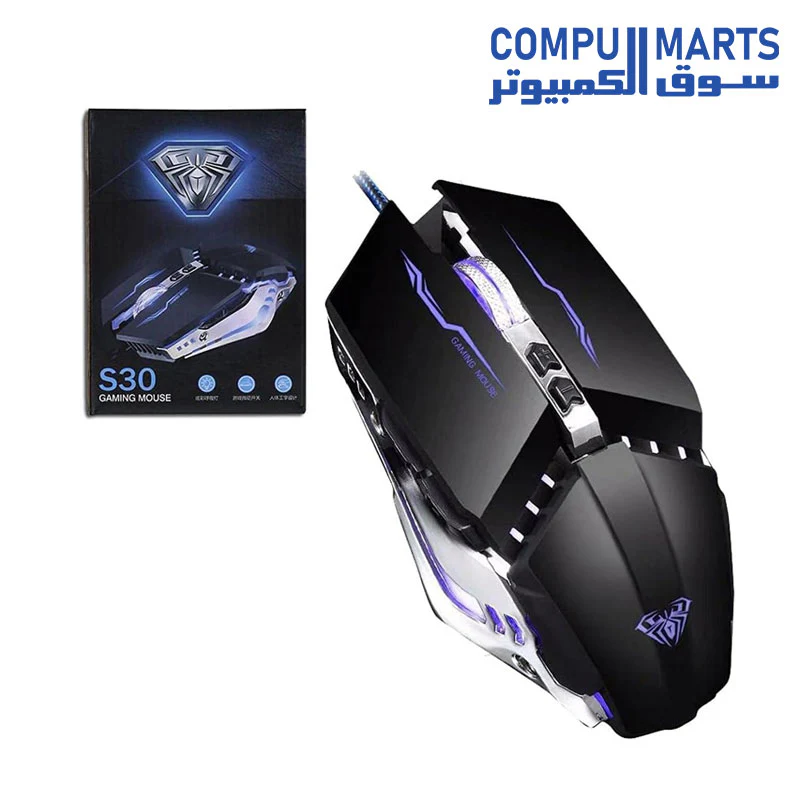 Aula S30 USB Gaming Mouse - Black-Silver - Image 3