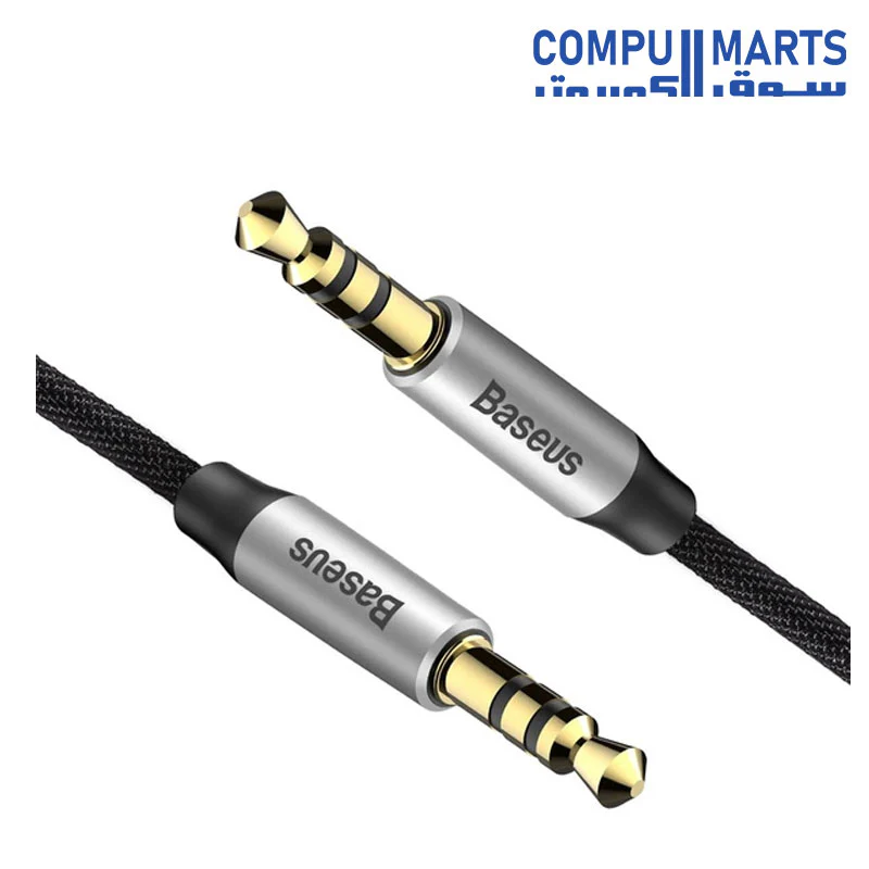 Baseus Cable Audio Male to Male 1m Silver+Black - CAM30-BS1 - Image 2