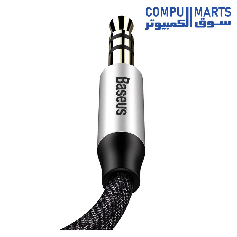 Baseus Cable Audio Male to Male 1m Silver+Black - CAM30-BS1 - Image 3