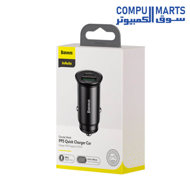 Baseus Circular Metal PPS Quick Charger Car Charger 30W(Support VOOC) - Image 6
