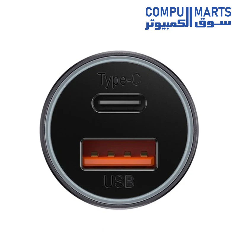 Baseus Golden Contactor Max Dual Fast Charger Car Charger U+C 60W Dark Gray - Image 3