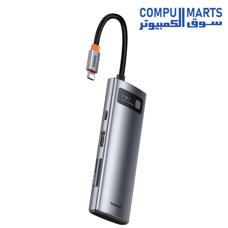 Baseus Metal Gleam Series 7-in-1 Multifunctional Type-C HUB Docking Station Gray - Image 2