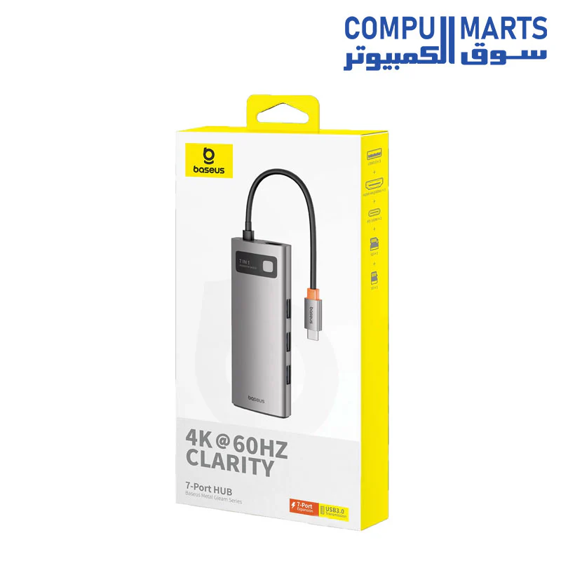Baseus Metal Gleam Series 7-in-1 Multifunctional Type-C HUB Docking Station Gray - Image 3