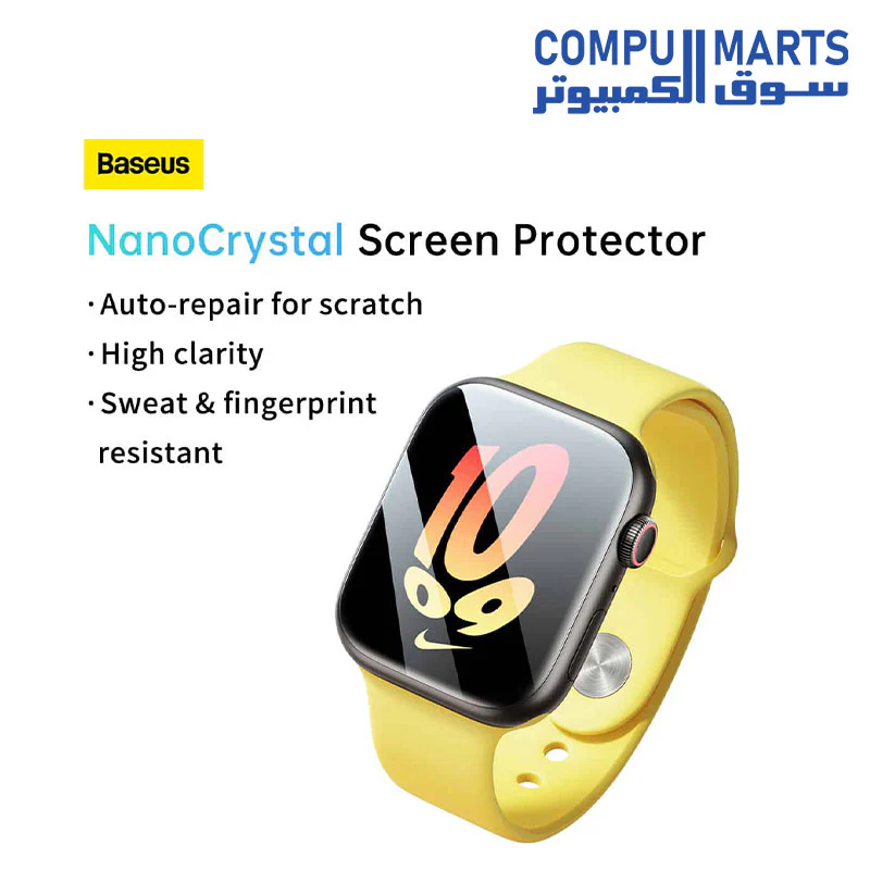 Baseus NanoCrystal Series Screen Protective Film 45mm for AP Watch 7/8, Clear (Pack of 2, with 2 cleaning kits and scraper) Clear - Image 2