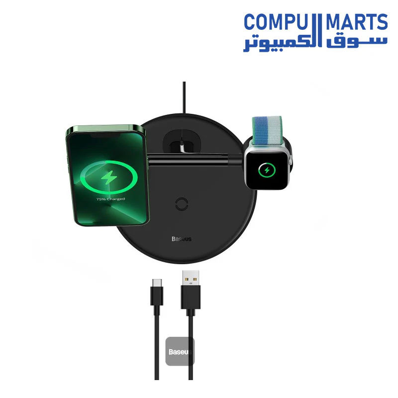 Baseus Swan 3-in-1 Wireless Magnetic Charging Bracket 20W Black Universal version (Include: USB For type-C 3A 1m) - Image 3