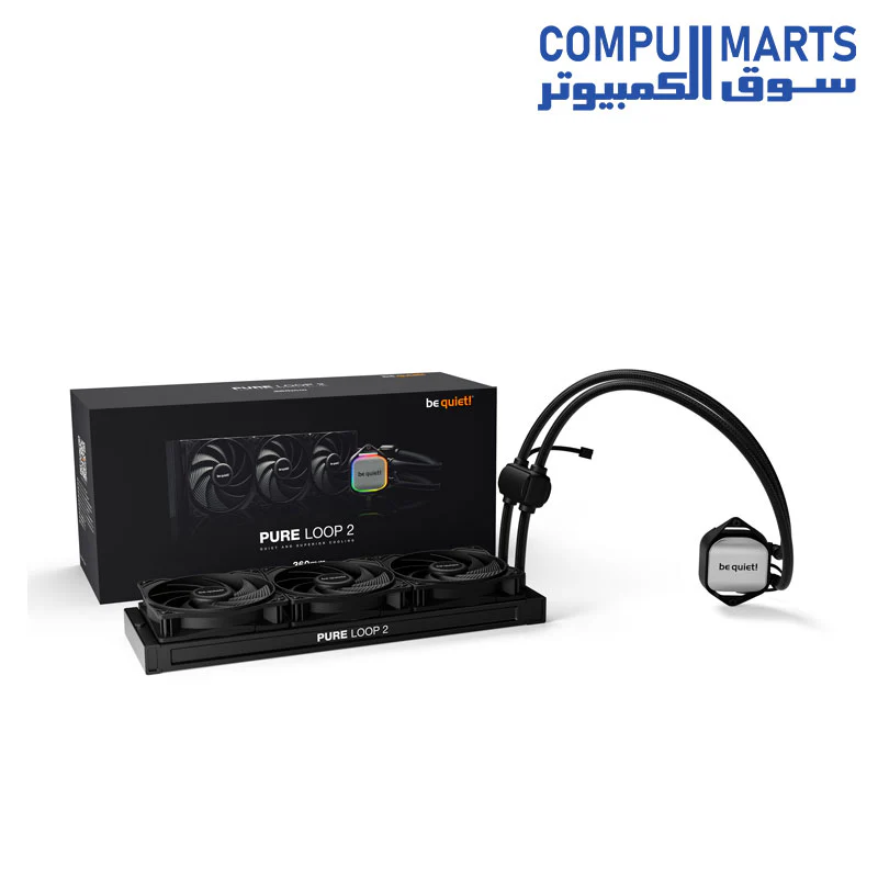 Be Quiet Pure Loop 2 360mm, 3x Pure Wings 3 120mm PWM high-speed fans. Doubly decoupled PWM pump reduces vibrations, ARGB illumination on the cooling block - Image 3
