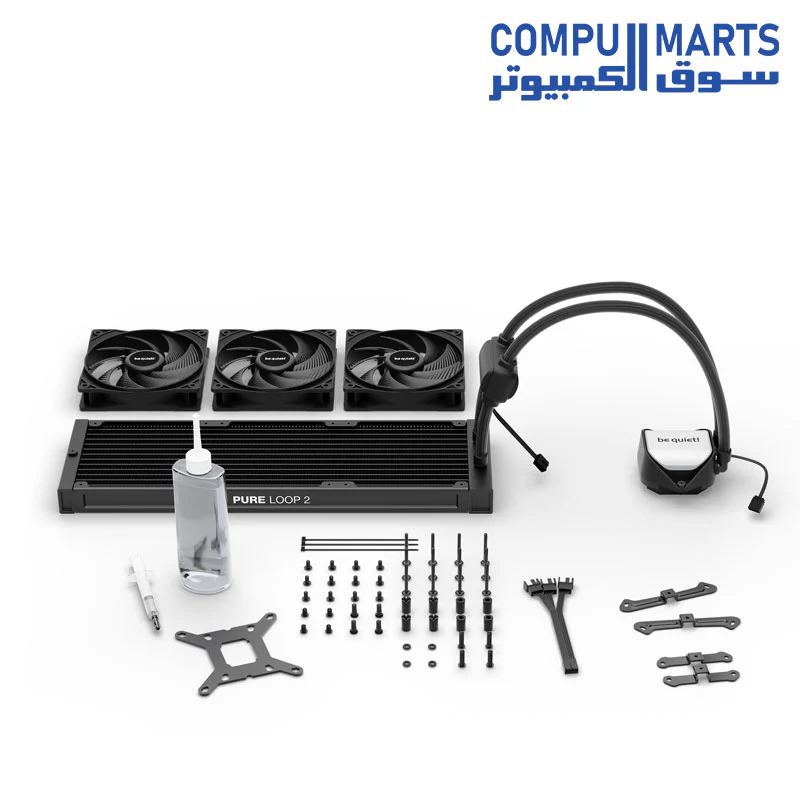 Be Quiet Pure Loop 2 360mm, 3x Pure Wings 3 120mm PWM high-speed fans. Doubly decoupled PWM pump reduces vibrations, ARGB illumination on the cooling block - Image 4