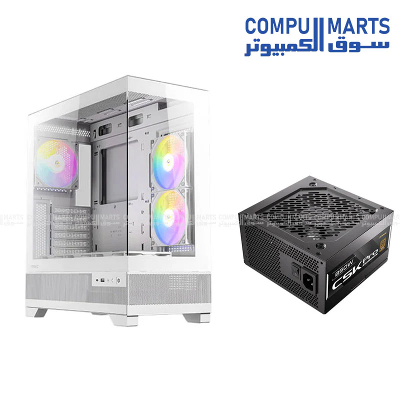 ANTEC CX700 3 FAN PRE-INSTALLED ARGB  Fish Tank Case Airflow GLASS WITH MESH COLORS + ANTEC 850 WATT CSK PRO ATX3.1 80+ BRONZE - Image 3