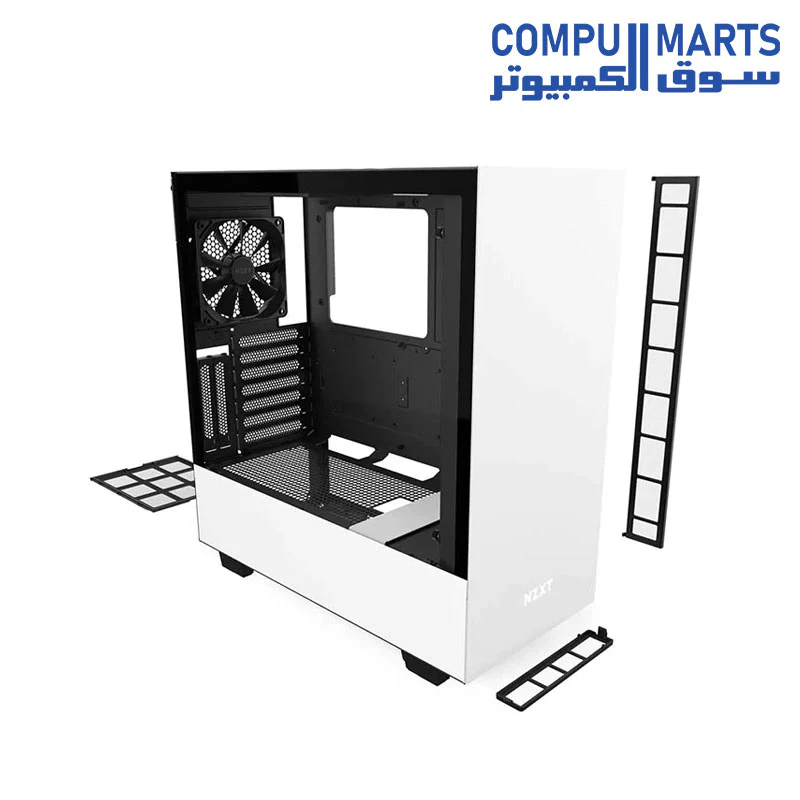 NZXT H510i - Compact ATX Mid -Tower case PC Gaming Case  - Front I/O USB Type-C Port - Vertical GPU Mount - Tempered Glass Side Panel - Integrated RGB Lighting - White/Black - Image 4
