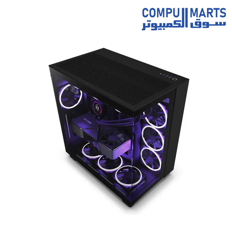 CASE NZXT H9 FLOW EDITION RGB BLACK ATX MID-TOWER +  VERTCAL GPU NZXT BLACK - Image 2