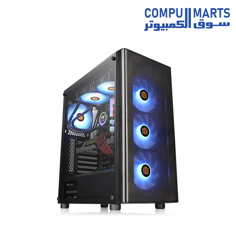 THERMALTAKE V200 TEMPERED GLASS MID-TOWER, 3 FAN ARGB SPECTRE, 1FAN BLACK,PSU 600 WATT - Image 2