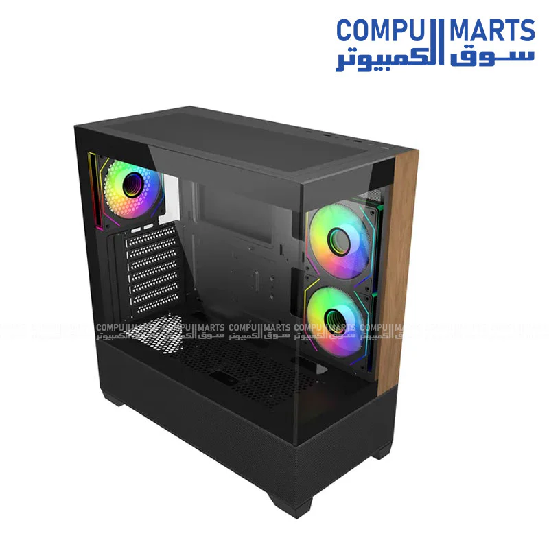Cooler Master Elite 690 Wood ATX Mid Tower — Tempered Glass, Wood Front Panel, ARGB, USB Type-C - Image 2