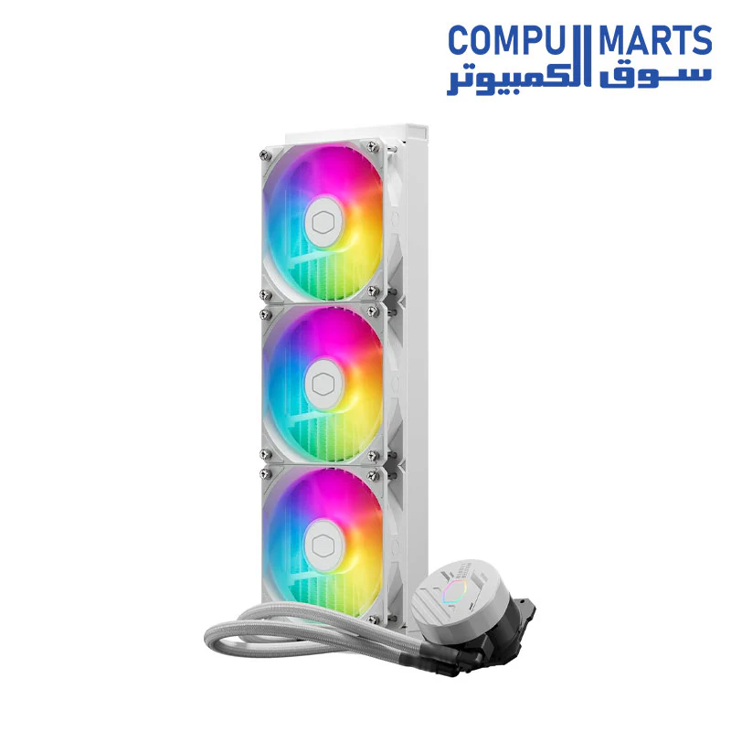 CoolerMaster MasterLiquid 360L Core White / Black 360mm Close-Loop AIO Liquid Cooler, ARGB Sync, Gen S Coldplate Pump, 120mm PWM - Image 2
