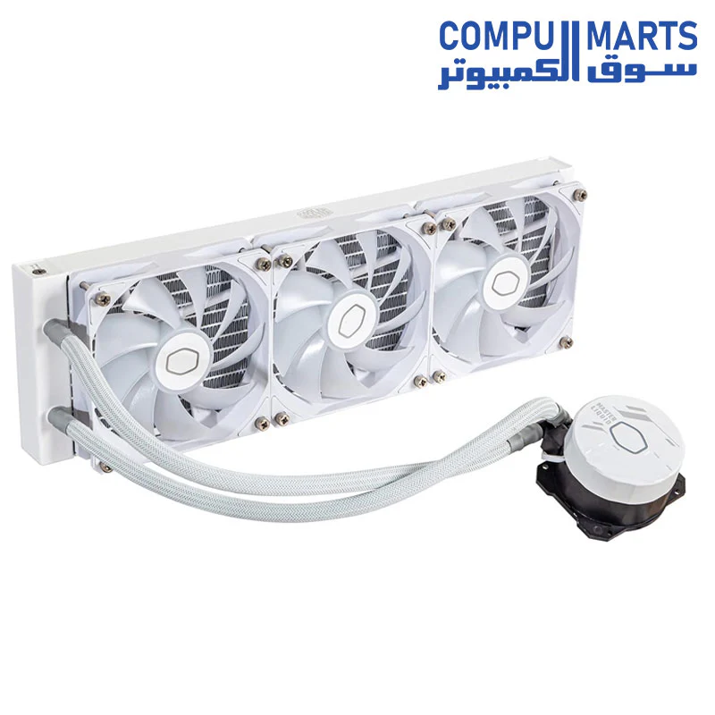 CoolerMaster MasterLiquid 360L Core White / Black 360mm Close-Loop AIO Liquid Cooler, ARGB Sync, Gen S Coldplate Pump, 120mm PWM - Image 3