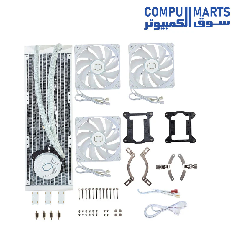 CoolerMaster MasterLiquid 360L Core White / Black 360mm Close-Loop AIO Liquid Cooler, ARGB Sync, Gen S Coldplate Pump, 120mm PWM - Image 4