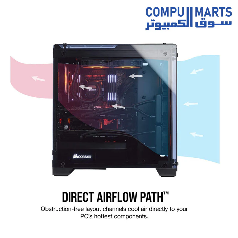 Corsair Crystal 570X RGB Mid-Tower Case, 3 RGB Fans, Tempered Glass - Black - Image 4