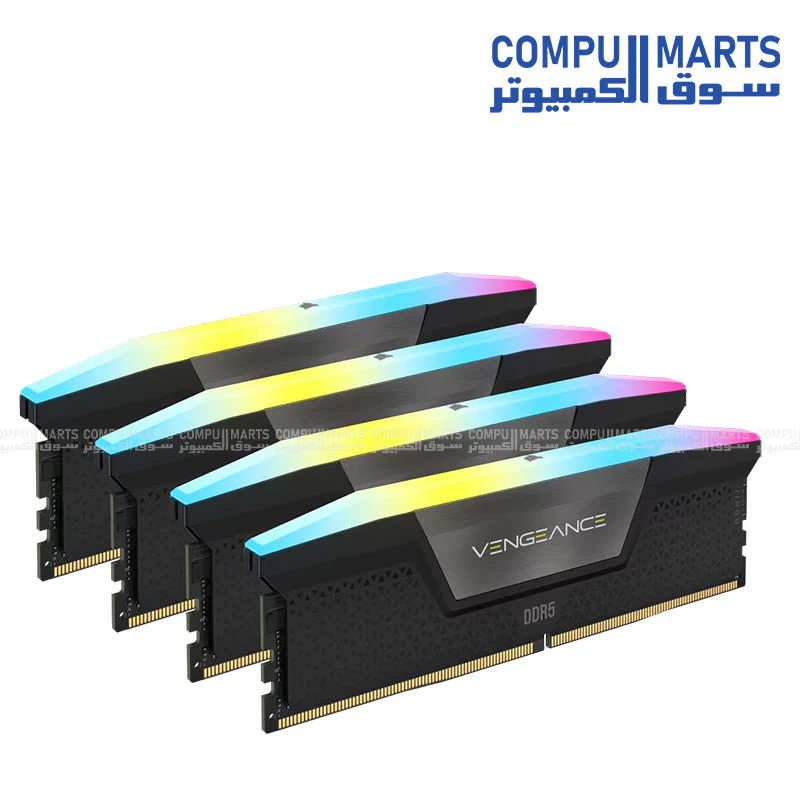 Corsair VENGEANCE RGB 128GB (4x32GB) DDR5 5600MT/s CL40 UDIMM Desktop RAM – Intel XMP – Black - Image 2