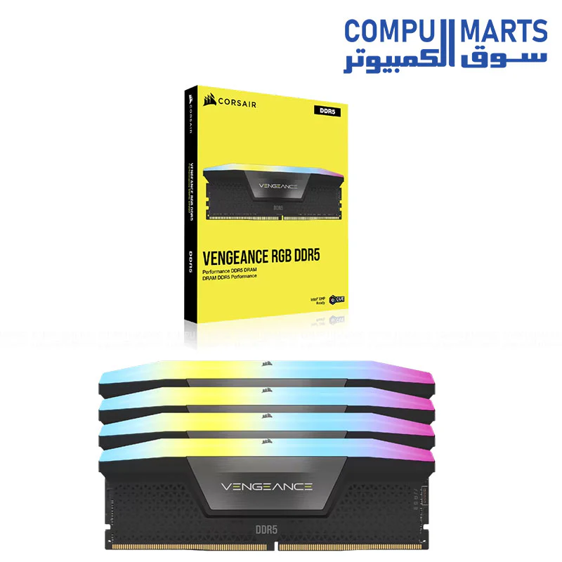 Corsair VENGEANCE RGB 128GB (4x32GB) DDR5 5600MT/s CL40 UDIMM Desktop RAM – Intel XMP – Black - Image 3