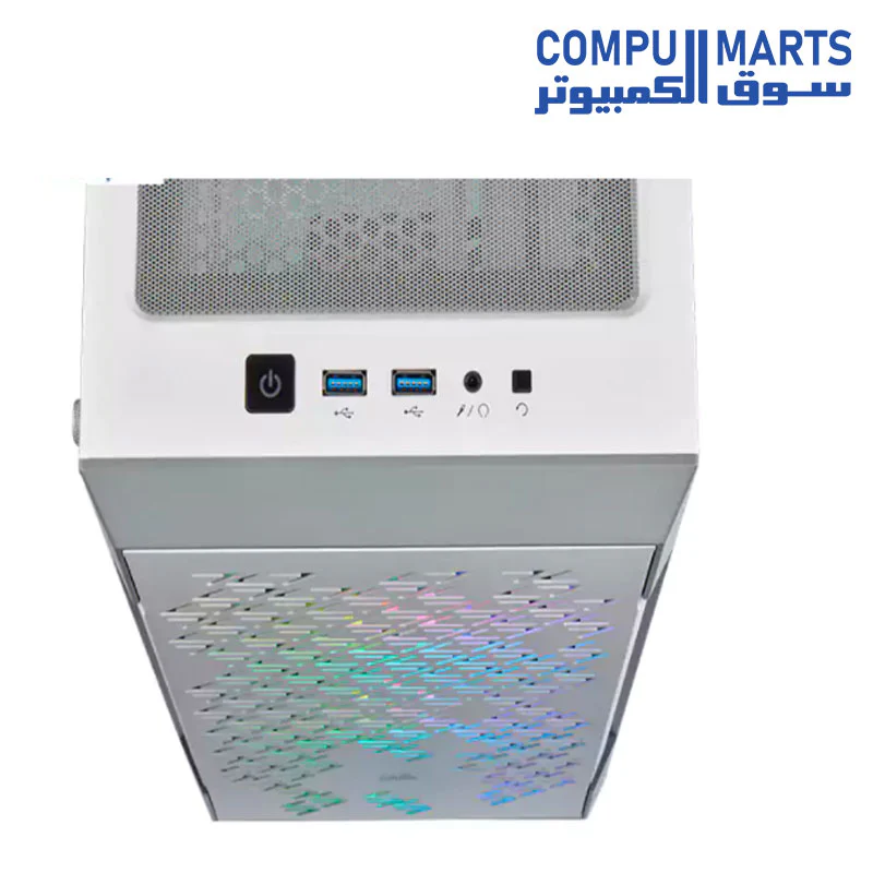 CORSAIR iCUE 220T RGB Airflow Tempered Glass Mid-Tower Smart Case White 1x Fan Black  1x Fan ARGB - Image 6