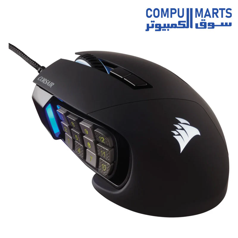 Corsair SCIMITAR RGB ELITE Gaming Mouse For MOBA, MMO - 18,000 DPI - 17 Progammable Buttons - iCUE Compatible - Black - Image 3