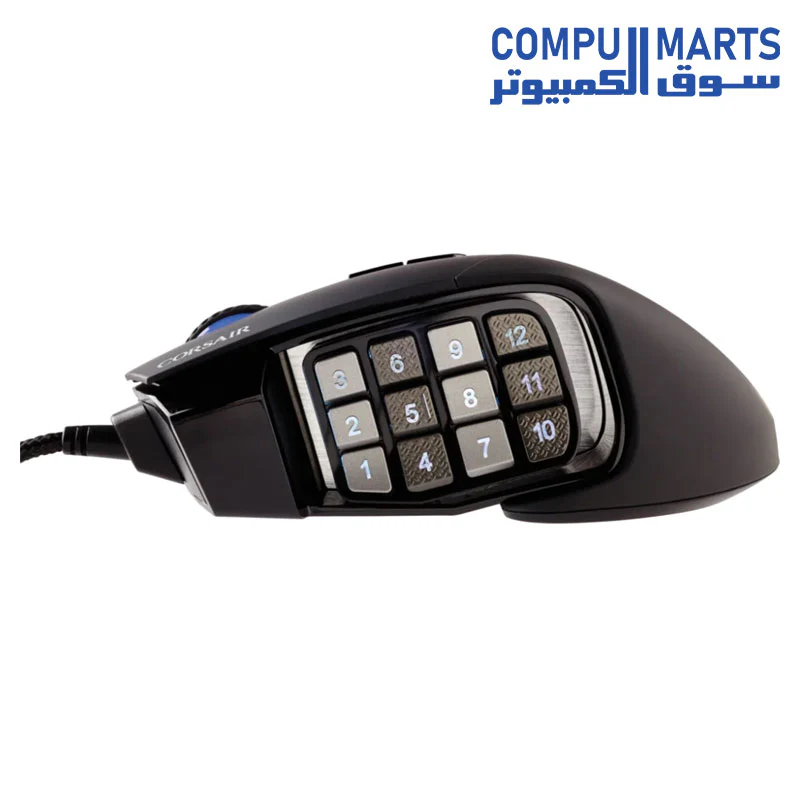 Corsair SCIMITAR RGB ELITE Gaming Mouse For MOBA, MMO - 18,000 DPI - 17 Progammable Buttons - iCUE Compatible - Black - Image 6