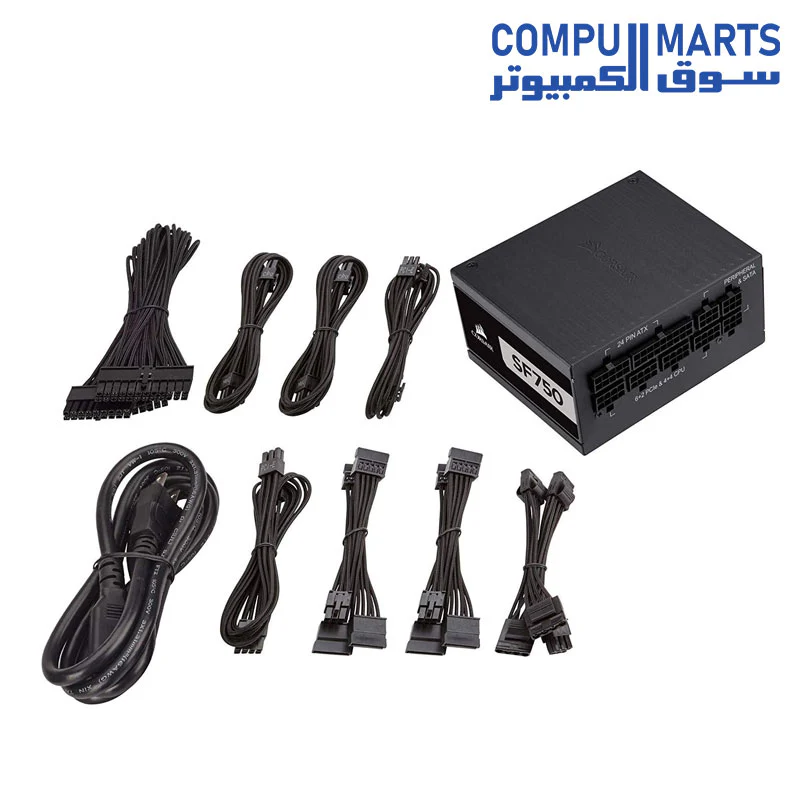 Corsair SF750 80 Plus Platinum Certified Power Supply Unit SF Series 750W Fully Modular - Black (UK) - Image 5