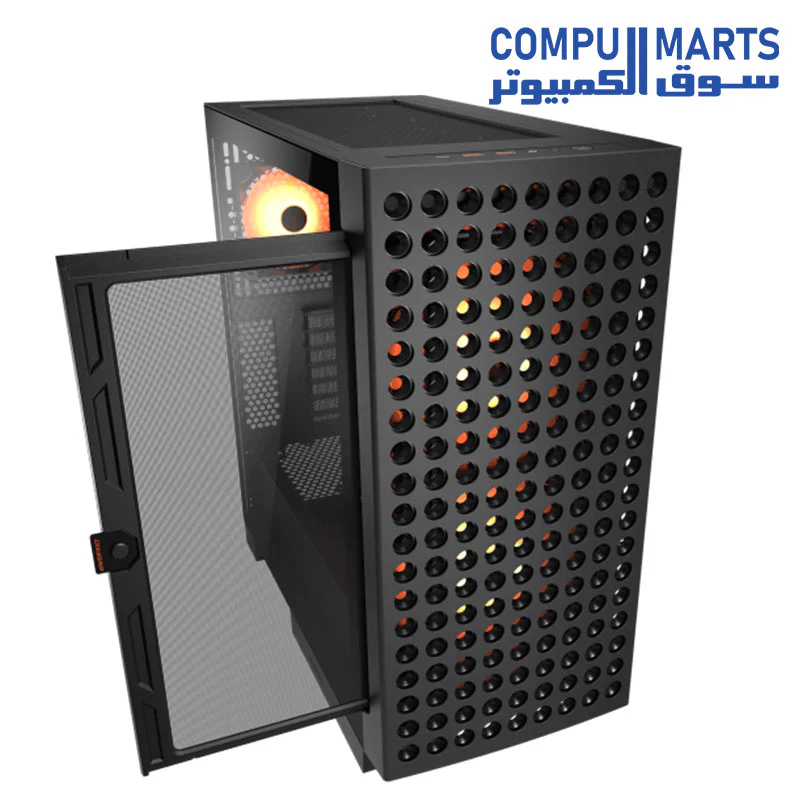 COUGAR Airface ECO RGB Mid-Tower ATX PC Case – Thermodynamic Airflow – 2X 180mm PWM Front Fans & 120mm PWM Rear Fan Pre-Installed – Max. GPU Length 390mm – Upgraded Vertical GPU Support - Image 3