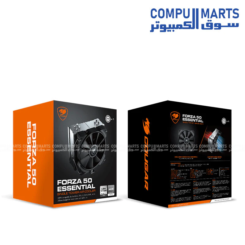 Cougar Forza 50 Essential – Single Tower Air CPU Cooler – 120mm Fan – Intel & AMD Support - Image 4