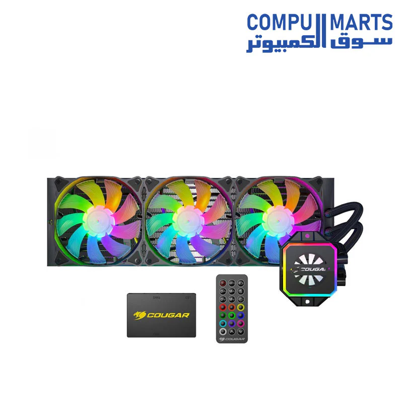 COUGAR Helor 360, RL-HLR360-V1, Liquid CPU Cooler, 360 mm, with 3 Vortex Omega 120 mm Fans. Addressable RGB, Core Box v2 and a Remote Controller. - Image 2