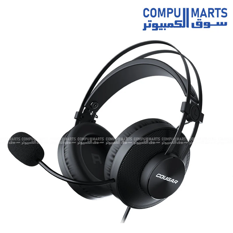 Cougar Immersa Essential – Stereo Gaming Headset, 40 mm Drivers & Noise-Canceling Mic with 4-Pole/3-Pole Adapter – Black - Image 2