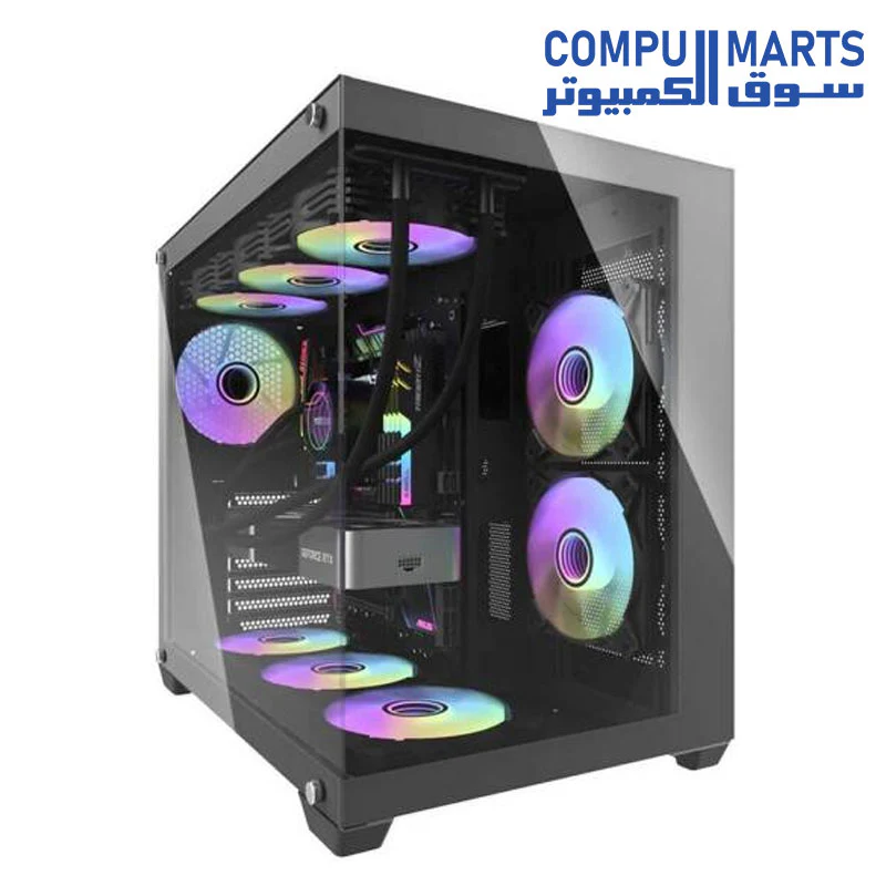 Darkflash C285P Dual Glass ATX/M-ATX/ITX Gaming PC Case with 6*ARGB Fans Pre-Installed, Supports 360MM Radiator, 0.8MM SPCC Material, 2*SSD, USB3.0, 7 Expansion Slots Computer Case - Image 2