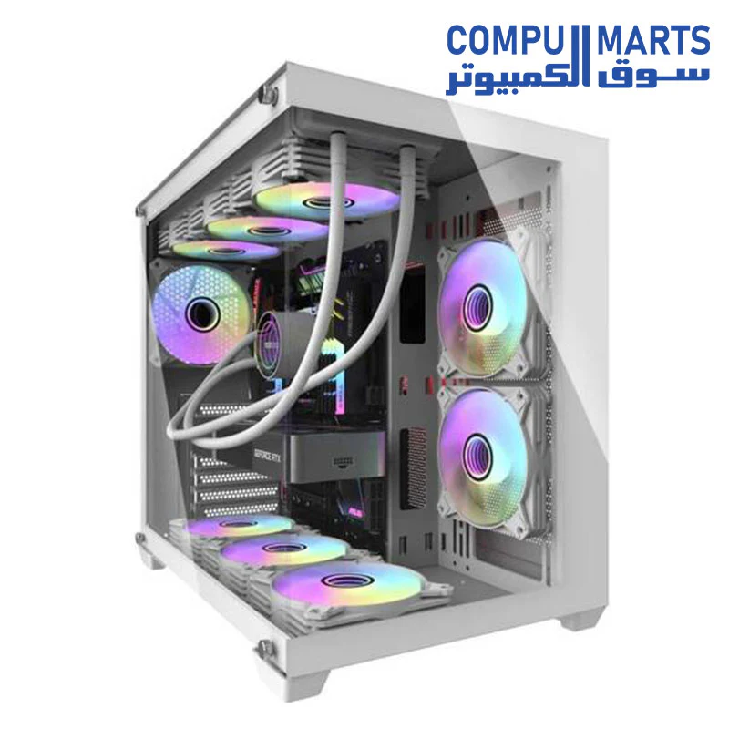 Darkflash C285P Dual Glass ATX/M-ATX/ITX Gaming PC Case with 6*ARGB Fans Pre-Installed, Supports 360MM Radiator, 0.8MM SPCC Material, 2*SSD, USB3.0, 7 Expansion Slots Computer Case - Image 3