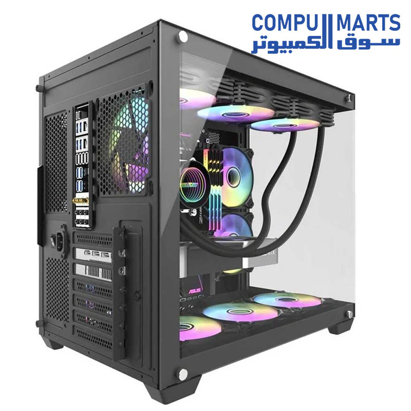 Darkflash C285P Dual Glass ATX/M-ATX/ITX Gaming PC Case with 6*ARGB Fans Pre-Installed, Supports 360MM Radiator, 0.8MM SPCC Material, 2*SSD, USB3.0, 7 Expansion Slots Computer Case - Image 4