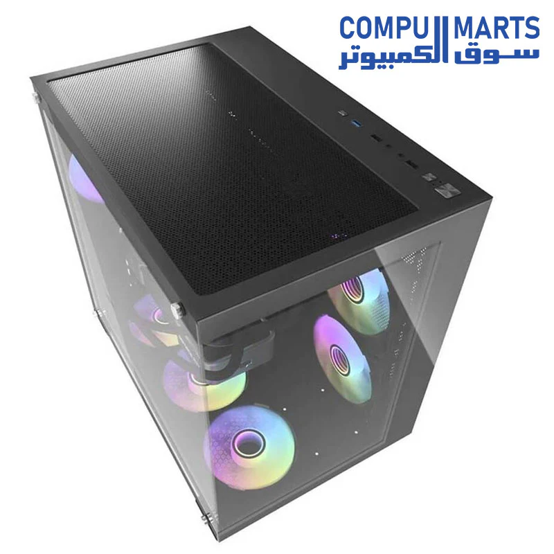 Darkflash C285P Dual Glass ATX/M-ATX/ITX Gaming PC Case with 6*ARGB Fans Pre-Installed, Supports 360MM Radiator, 0.8MM SPCC Material, 2*SSD, USB3.0, 7 Expansion Slots Computer Case - Image 6