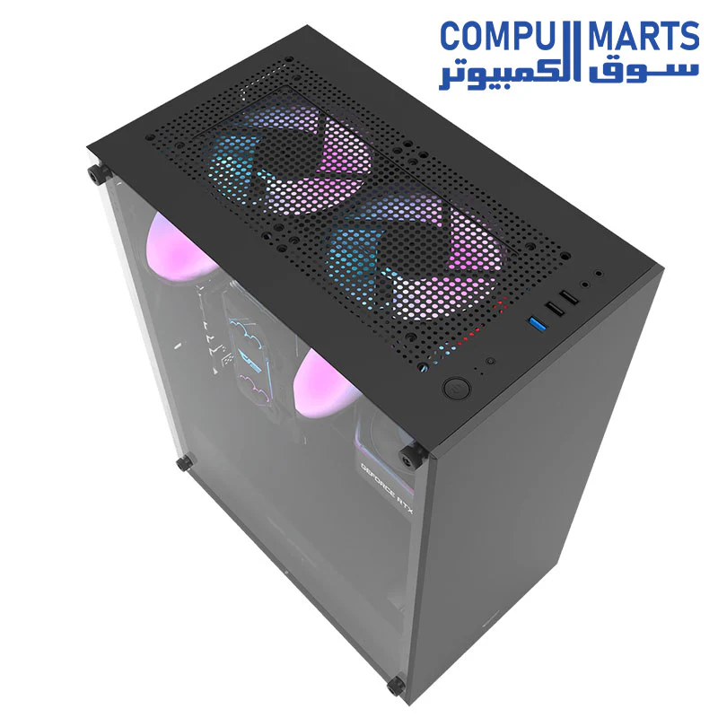 Darkflash DK100 Tempered Glass ATX/M-ATX/MINI-ITX Gaming PC Case, USB 3.0 Port, 2 HDD/SSD, Compatible with 120mm Radiator System (No Fans Included) - Image 5
