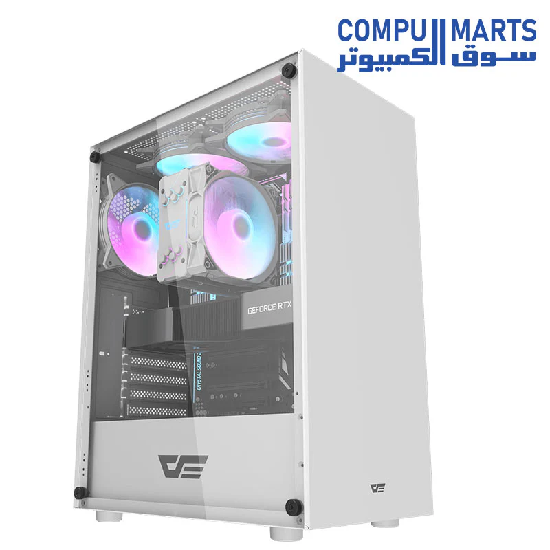 Darkflash DK100 Tempered Glass ATX/M-ATX/MINI-ITX Gaming PC Case, USB 3.0 Port, 2 HDD/SSD, Compatible with 120mm Radiator System (No Fans Included) - Image 6